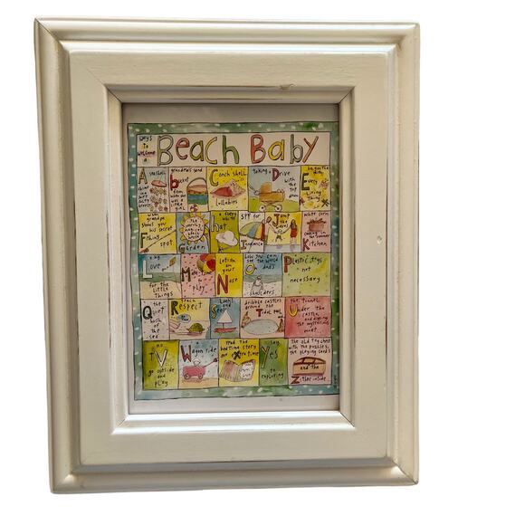 Sandy Gingras Beach Baby Framed Print for Nursery How to Live 8x10 - Picture 1 of 6